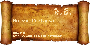 Welker Boglárka névjegykártya